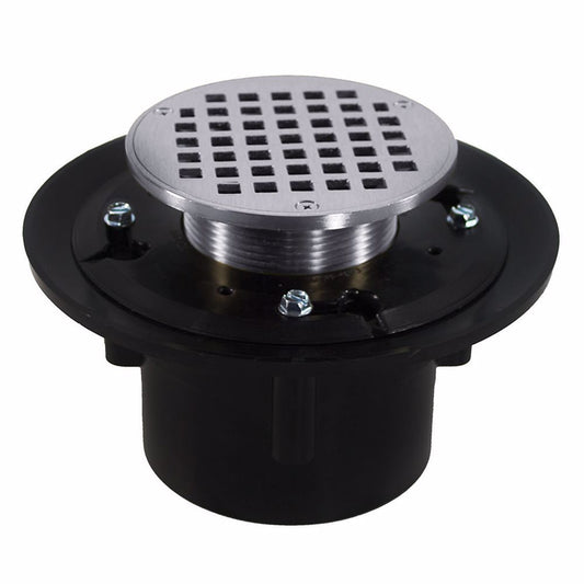 Jones Stephens D49160 3" x 4" Heavy Duty ABS Drain Base with 3-1/2" Metal Spud and 5" Chrome Plated Strainer