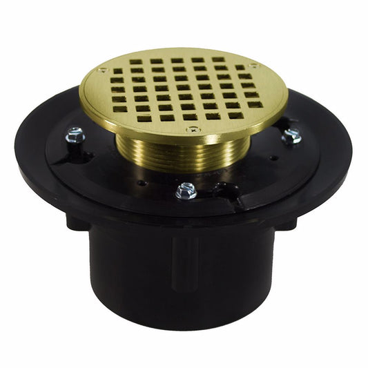 Jones Stephens D49162 3" x 4" Heavy Duty ABS Drain Base with 3-1/2" Metal Spud and 6" Polished Brass Strainer