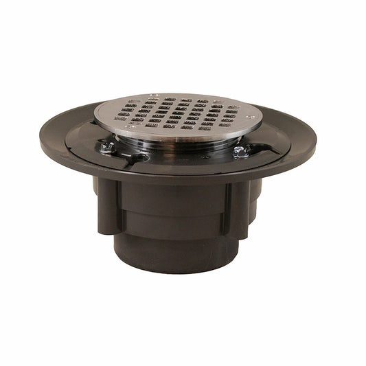 Jones Stephens D49165 3" x 4" Heavy Duty PVC Drain Base with 3-1/2" Metal Spud and 6" Chrome Plated Strainer