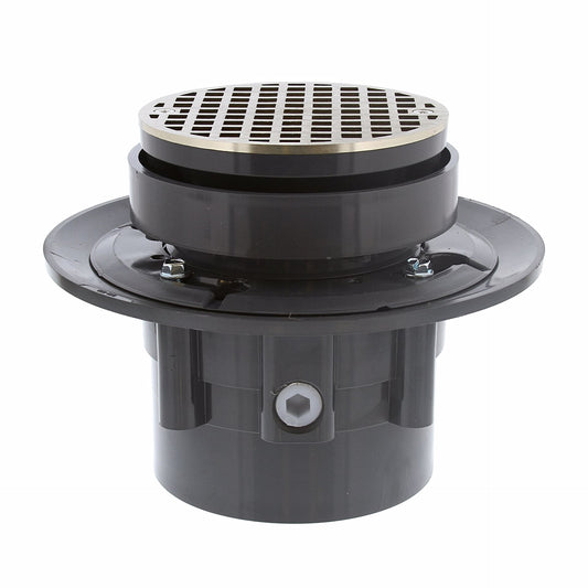 Jones Stephens D49646 4" LevelBest® Complete Heavy Duty Drain System with 3-1/2" Plastic Spud and 5" Nickel Bronze Strainer