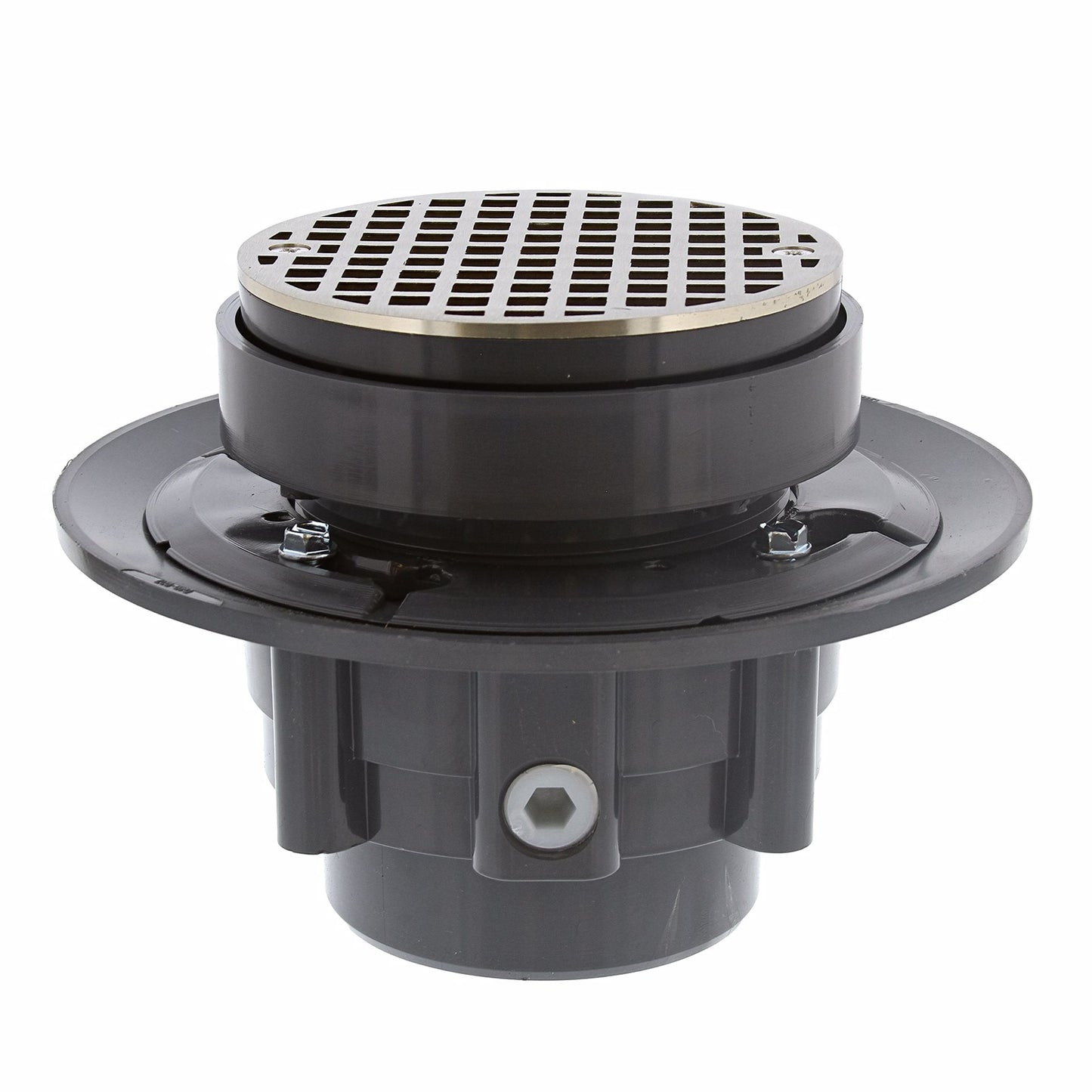 Jones Stephens D49648 3" x 4" LevelBest® Complete Heavy Duty Drain System with 3-1/2" Plastic Spud and 5" Nickel Bronze Strainer