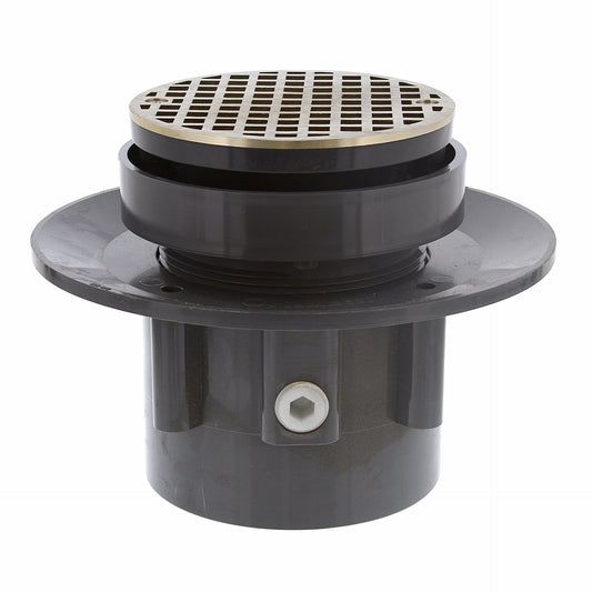 Jones Stephens D49658 4" LevelBest® Complete Heavy Duty Slab Drain System with 3-1/2" Plastic Spud and 5" Nickel Bronze Strainer