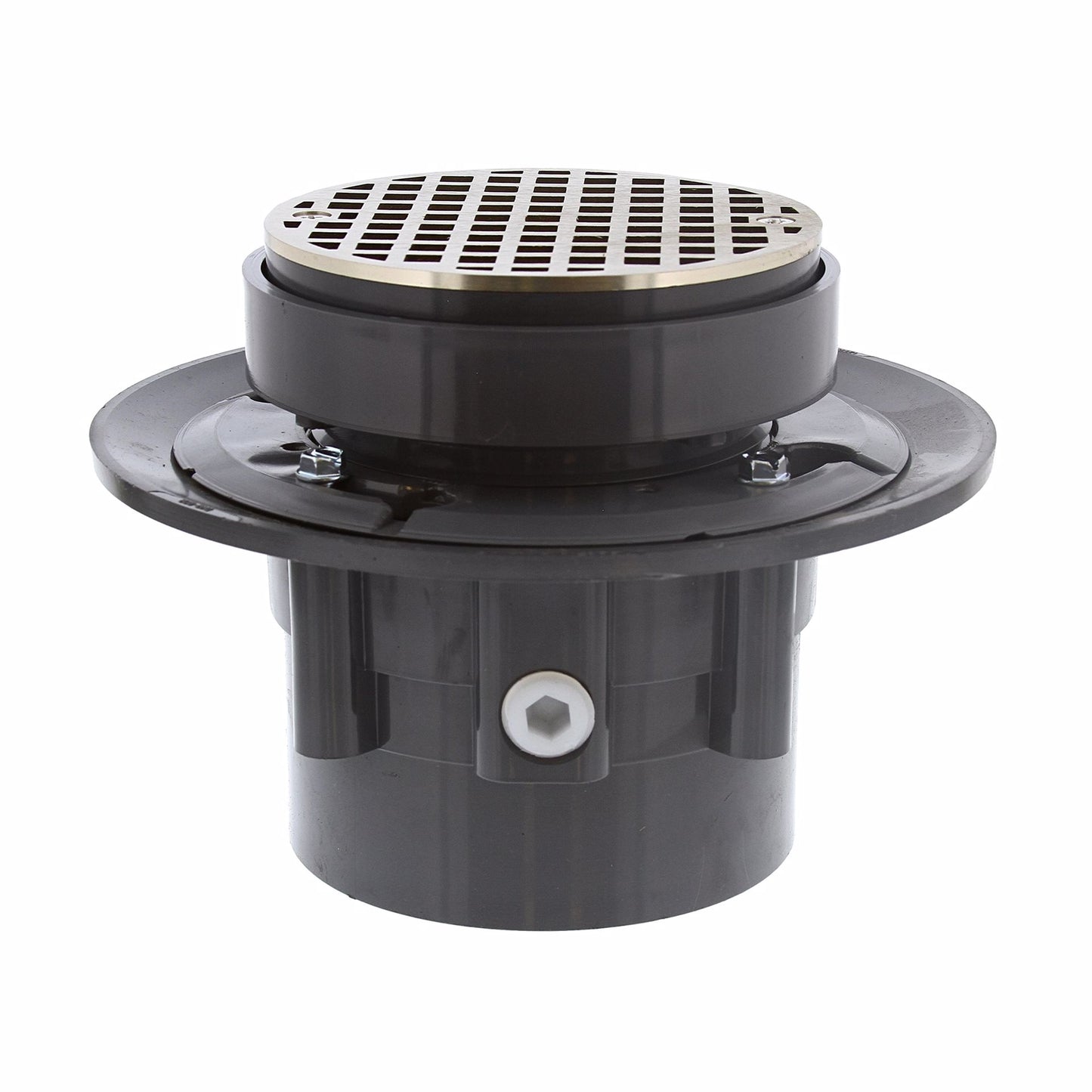 Jones Stephens D49662 2" x 3" LevelBest® Complete Heavy Duty Slab Drain System with 3-1/2" Plastic Spud and 5" Nickel Bronze Strainer