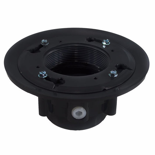 Jones Stephens D49804 3" x 4" PVC Heavy Duty Drain Base with Clamping Ring and Primer Tap, for 3-1/2" Spud