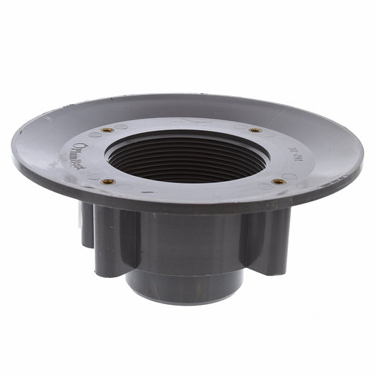 Jones Stephens D49857 4" PVC Slab Drain Base with Clamping Ring and Primer Tap, for 3-1/2" Spud