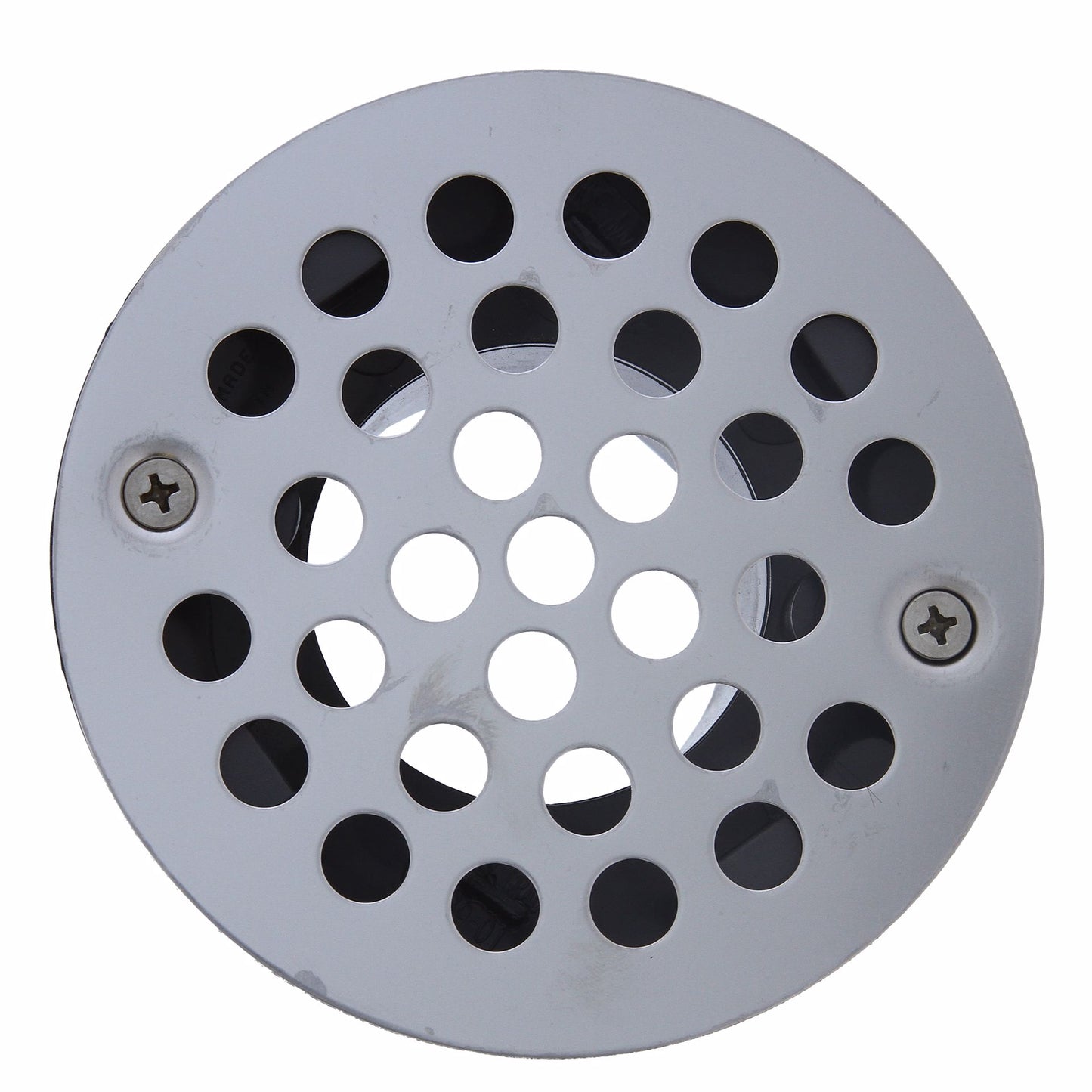 Jones Stephens D50001 2" x 3" PVC Shower Drain with 2" PVC Spud and 4-1/4" Round Stainless Steel Strainer