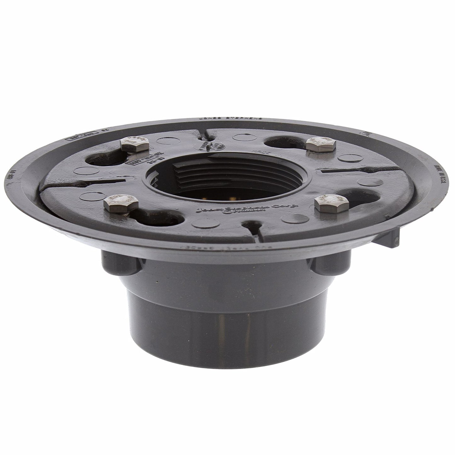 Jones Stephens D50011 2" x 3" PVC Shower Drain with 2" PVC Spud and 4" Round Chrome Plated Cast Strainer