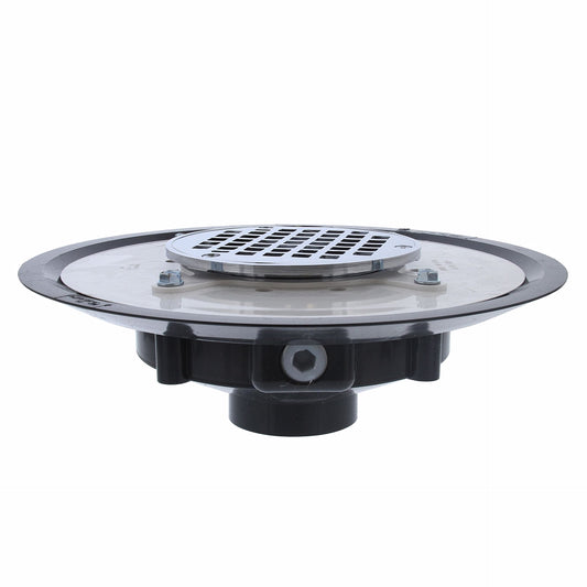 Jones Stephens D50022 2" Heavy Duty PVC Drain Base with 3-1/2" Metal Spud ands 5" Chrome Plated Strainer