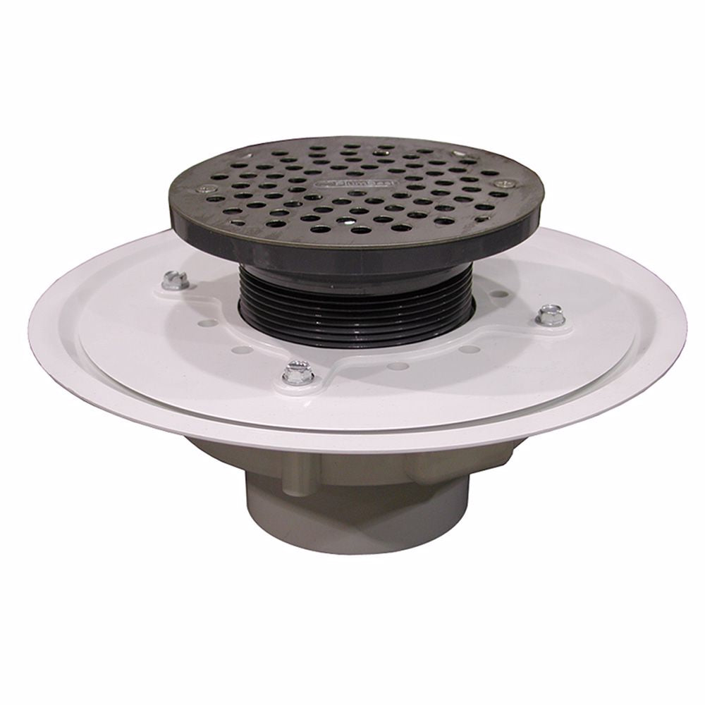 Jones Stephens D50038 3" Heavy Duty PVC Drain Base with 3-1/2" Plastic Spud and 6" Stainless Steel Strainer