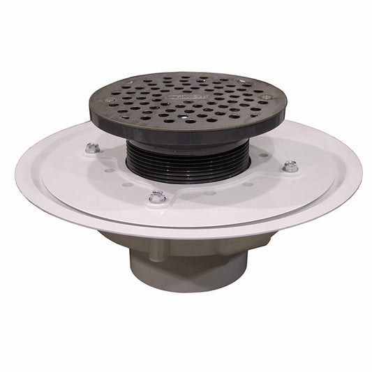 Jones Stephens D50038 3" Heavy Duty PVC Drain Base with 3-1/2" Plastic Spud and 6" Stainless Steel Strainer
