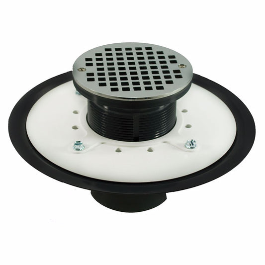 Jones Stephens D50041 3" Heavy Duty PVC Drain Base with 3-1/2" Plastic Spud and 6" Chrome Plated Strainer