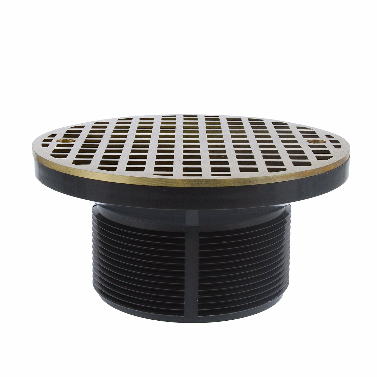 Jones Stephens D50044 2" Heavy Duty PVC Drain Base with 3-1/2" Plastic Spud and 6" Polished Brass Strainer