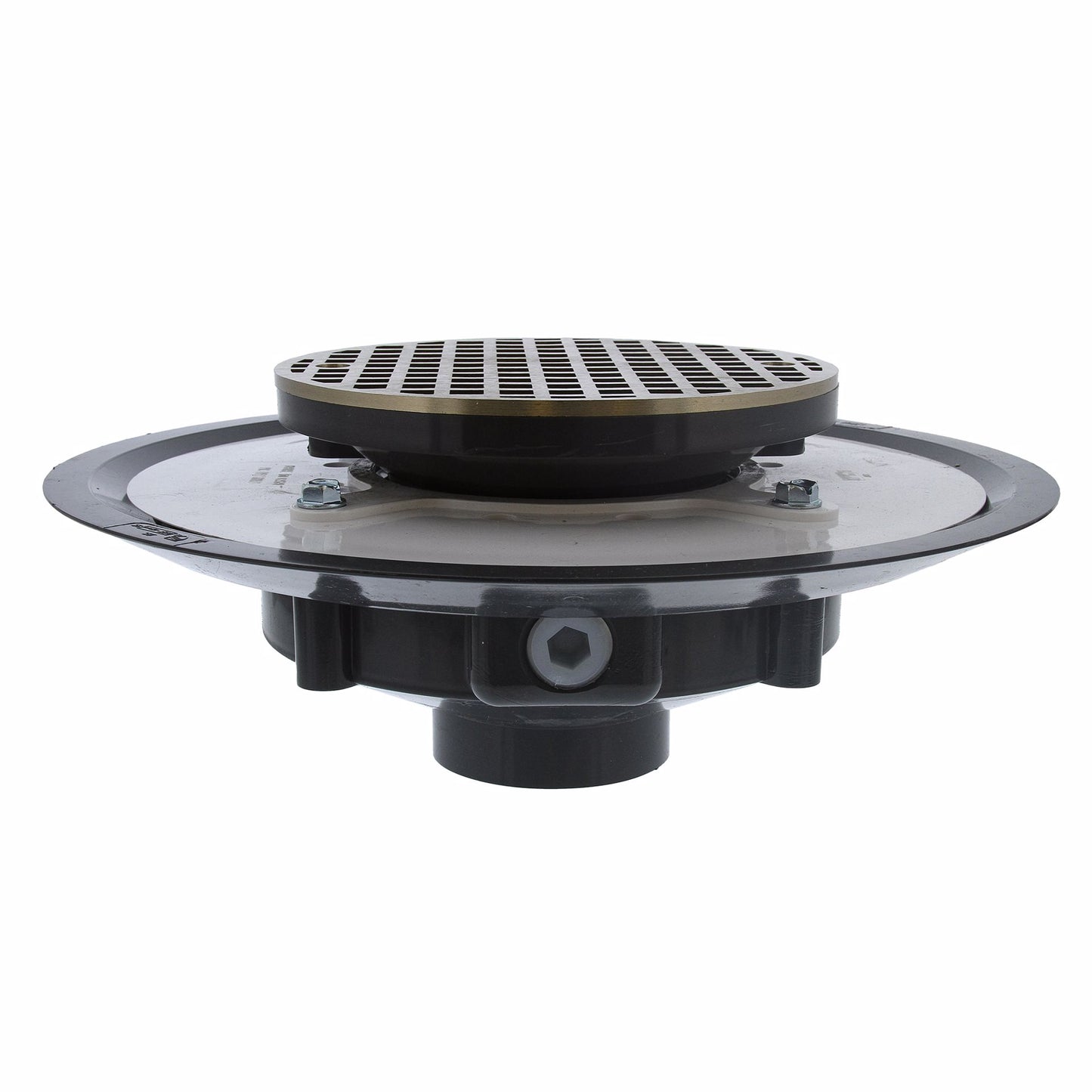 Jones Stephens D50047 2" Heavy Duty PVC Drain Base with 3-1/2" Plastic Spud and 6" Nickel Bronze Strainer
