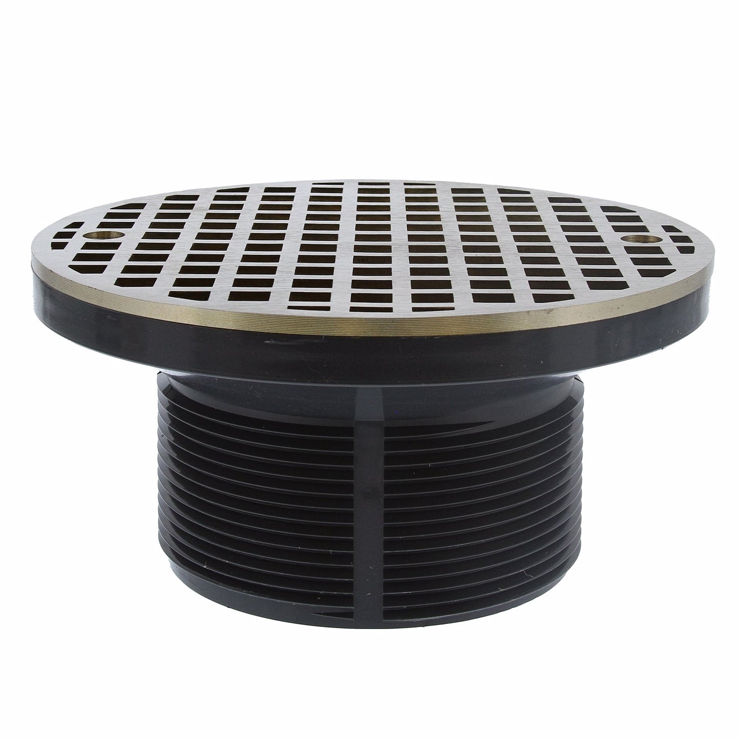 Jones Stephens D50047 2" Heavy Duty PVC Drain Base with 3-1/2" Plastic Spud and 6" Nickel Bronze Strainer
