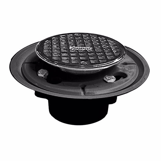 Jones Stephens D50101 2" x 3" PVC Shower Drain with 2" Brass Spud and 4" Round Stainless Steel Strainer