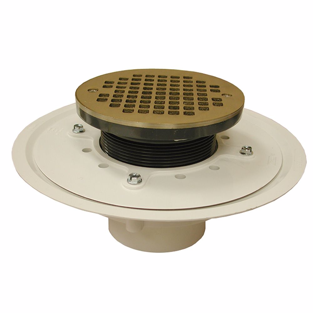 Jones Stephens D50354 3" Heavy Duty PVC Drain Base with 4" Plastic Spud and and 6" Nickel Bronze Strainer
