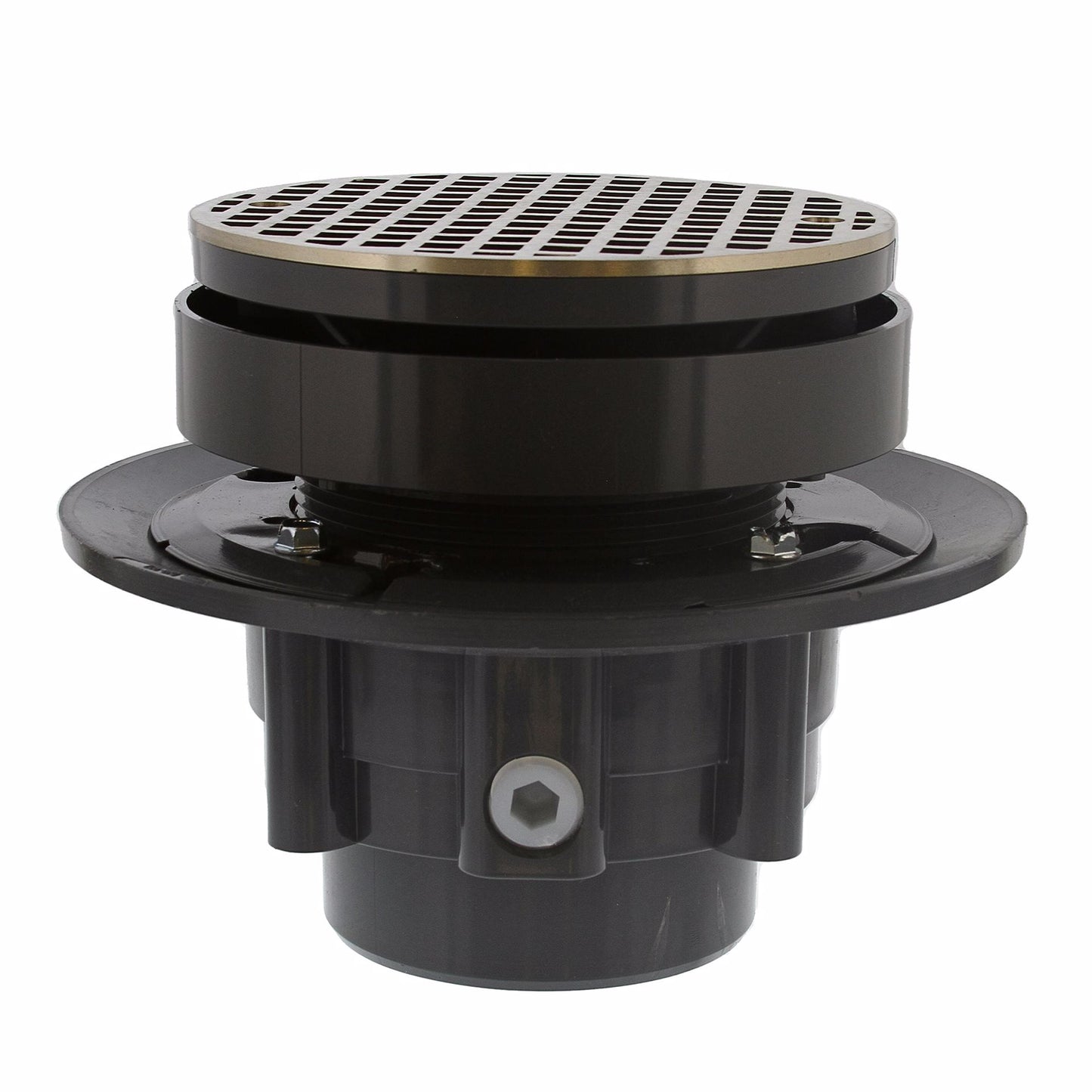 Jones Stephens D50477 3" x 4" LevelBest® Complete Heavy Duty Drain System with 3-1/2" Plastic Spud and 6" Nickel Bronze Strainer