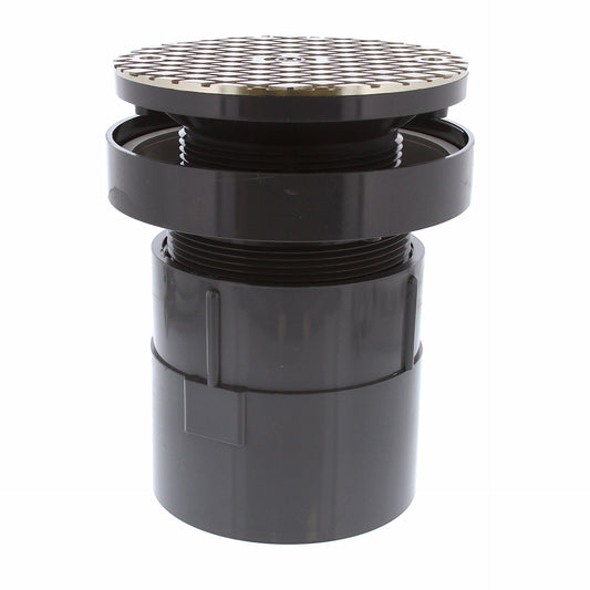 Jones Stephens D50480 4" LevelBest® Complete Pipe Fit Cleanout System with 3-1/2" Plastic Spud and 6" Nickel Bronze Cover