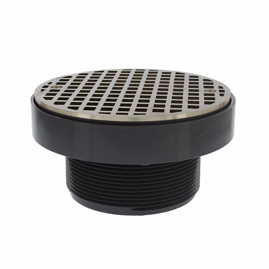 Jones Stephens D50526 4" LevelBest® Adapter with 3-1/2" Plastic Spud and 6" Nickel Bronze Strainer
