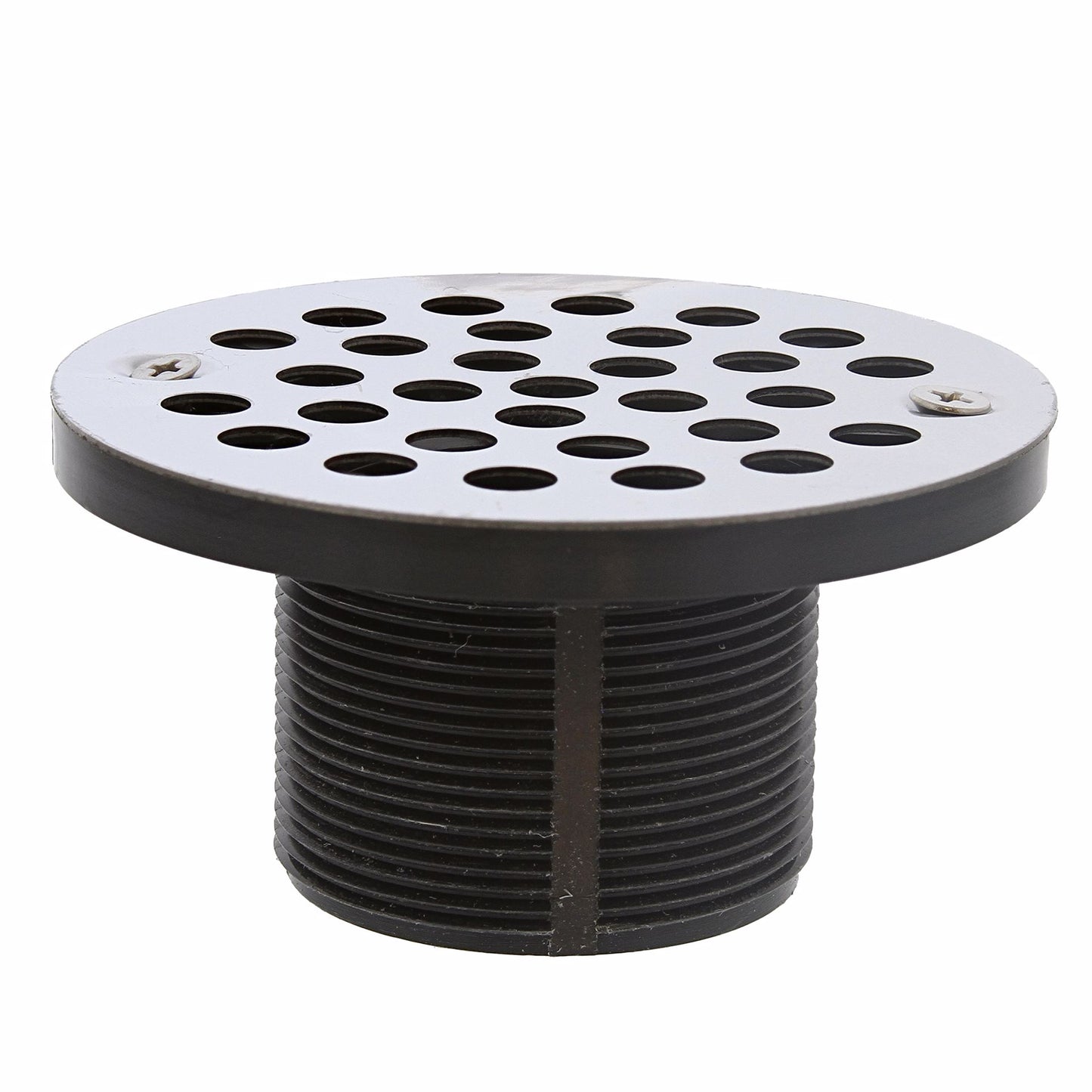 Jones Stephens D50700 2" PVC Shower Drain with 2" Plastic Spud and 4" Round Stainless Steel Strainer