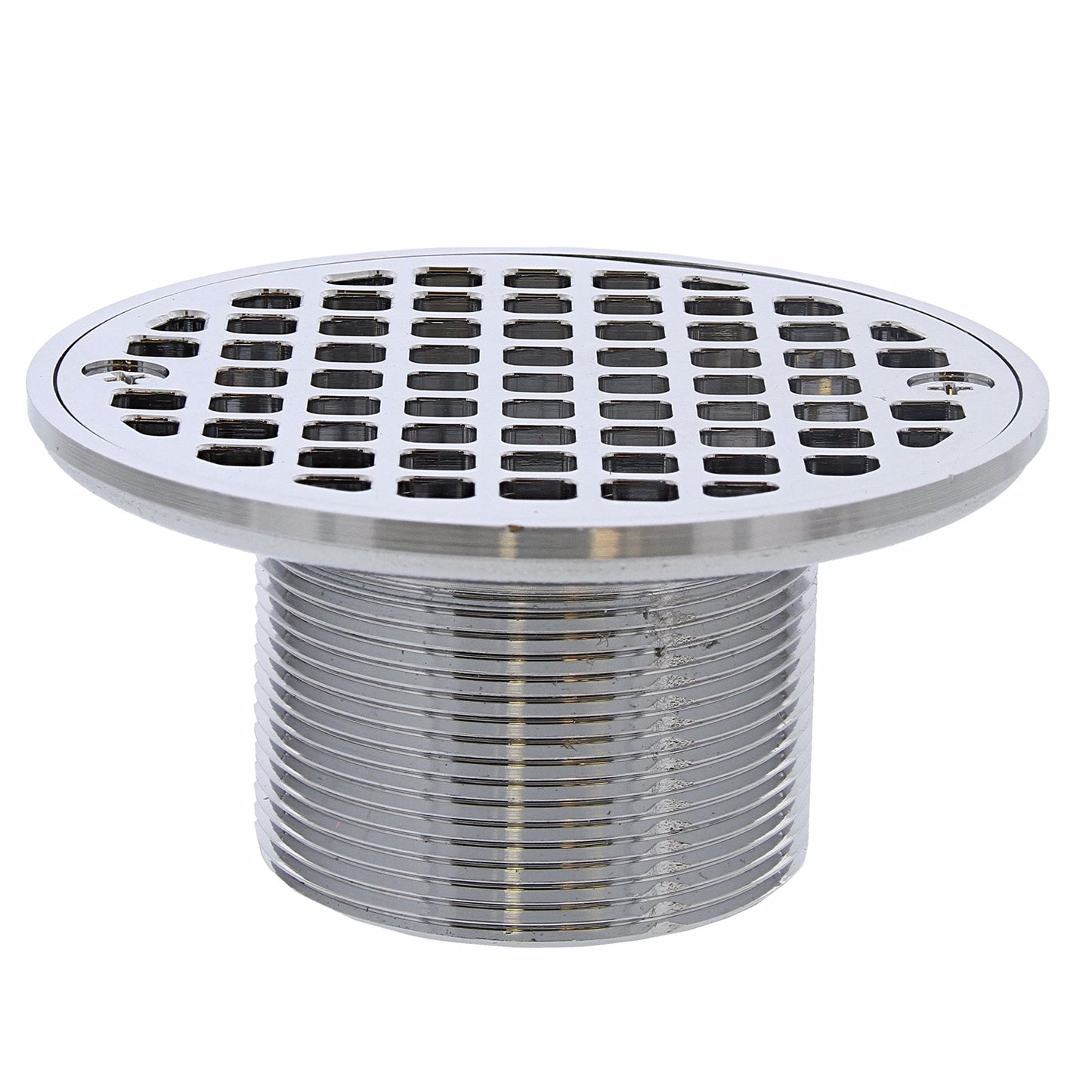 Jones Stephens D50711 2" PVC Shower Drain with 2" Brass Spud and 4" Round Chrome Plated Strainer