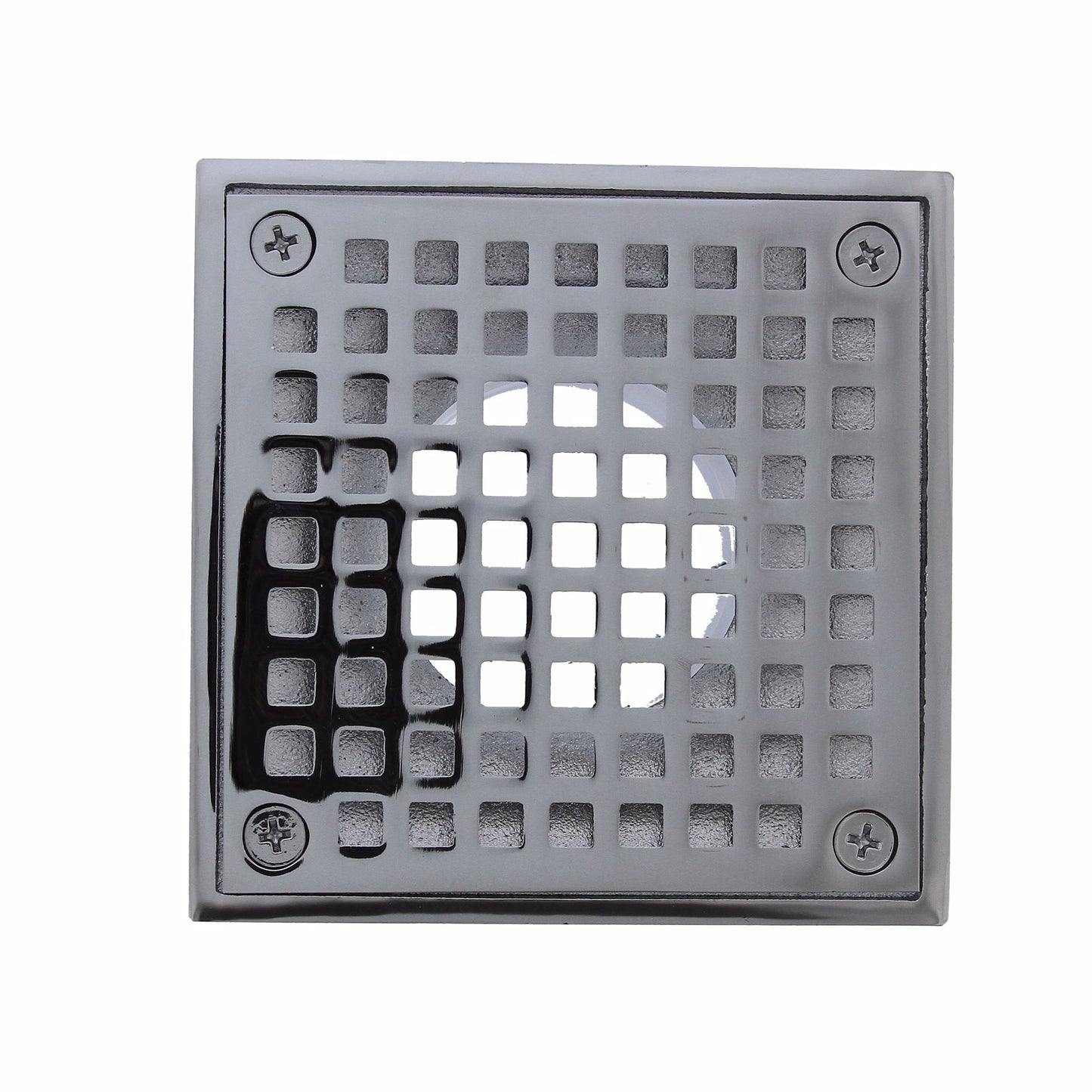 Jones Stephens D50942 2" x 3" PVC Shower Drain with 2" Brass Spud and 4-1/4" Square Chrome Plated Strainer with Grout Ring