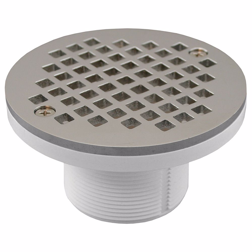 Jones Stephens D50987 2" PVC IPS Plastic Spud with 4" Chrome Plated Round Strainer