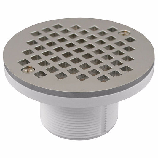 Jones Stephens D50987 2" PVC IPS Plastic Spud with 4" Chrome Plated Round Strainer