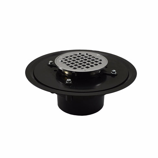 Jones Stephens D51008 4" Heavy Duty ABS Drain Base with 3-1/2" Metal Spud and 6" Chrome Plated Strainer