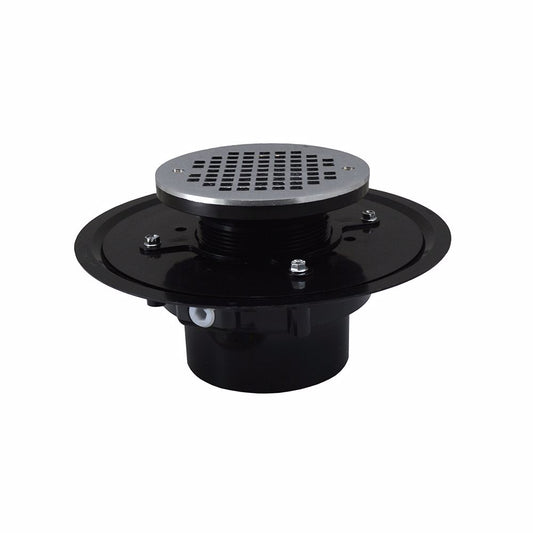 Jones Stephens D51042 4" Heavy Duty ABS Drain Base with 3-1/2" Plastic Spud and 6" Chrome Plated Strainer