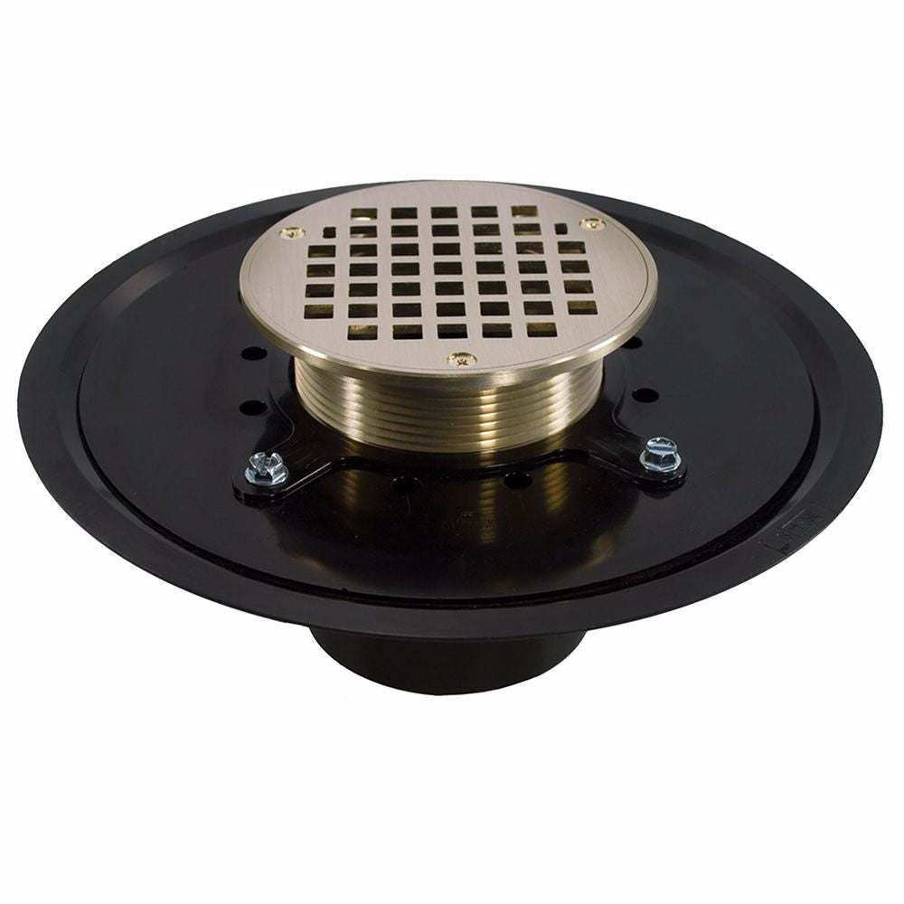 Jones Stephens D51065 4" Heavy Duty ABS Drain Base with 3-1/2" Metal Spud and 6" Nickel Bronze Strainer