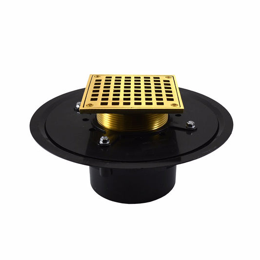 Jones Stephens D51067 3" Heavy Duty ABS Drain Base with 3-1/2" Metal Spud and 5" Polished Brass Strainer