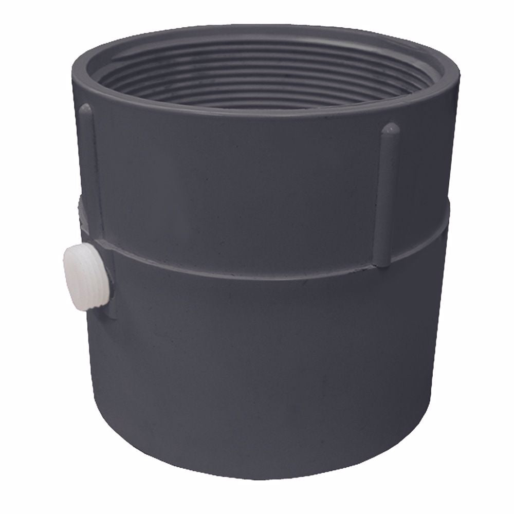 Jones Stephens D52453 4" PVC Pipe Fit Drain Base with Primer Tap, for 4" Spud