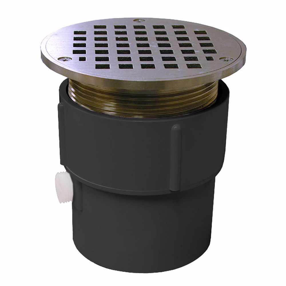 Jones Stephens D53026 3" x 4" PVC Pipe Fit Drain Base with 3-1/2" Metal Spud and 5" Chrome Plated Strainer