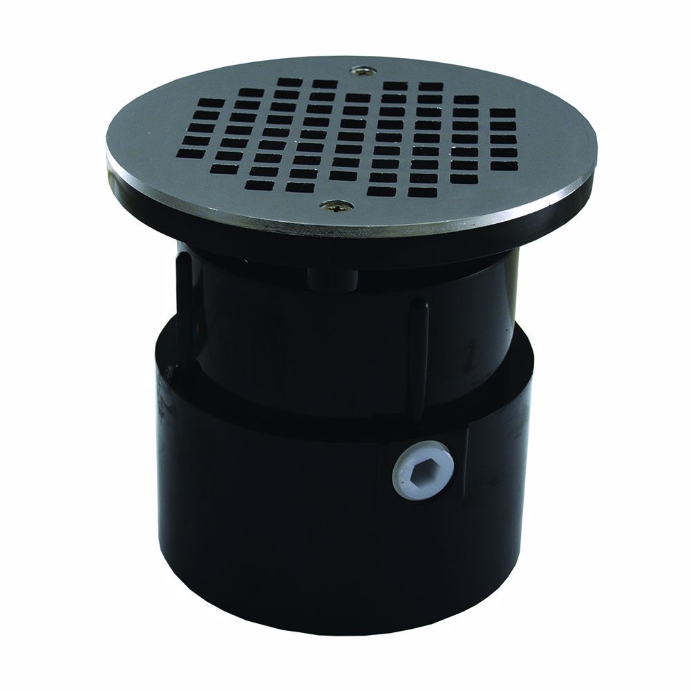 Jones Stephens D53044 4" ABS Over Pipe Fit Drain Base with 3-1/2" Plastic Spud and 6" Chrome Plated Strainer