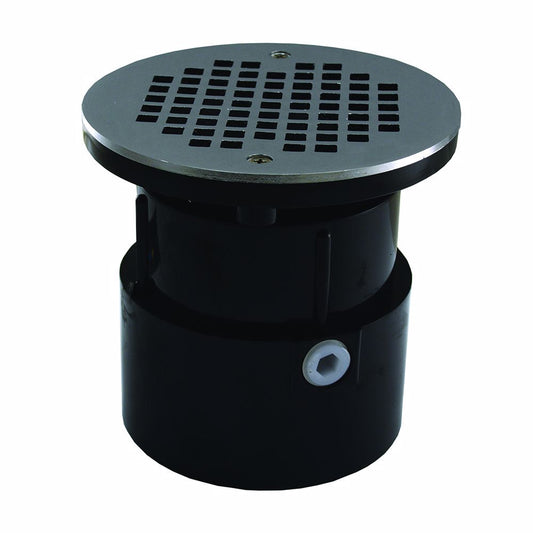 Jones Stephens D53044 4" ABS Over Pipe Fit Drain Base with 3-1/2" Plastic Spud and 6" Chrome Plated Strainer