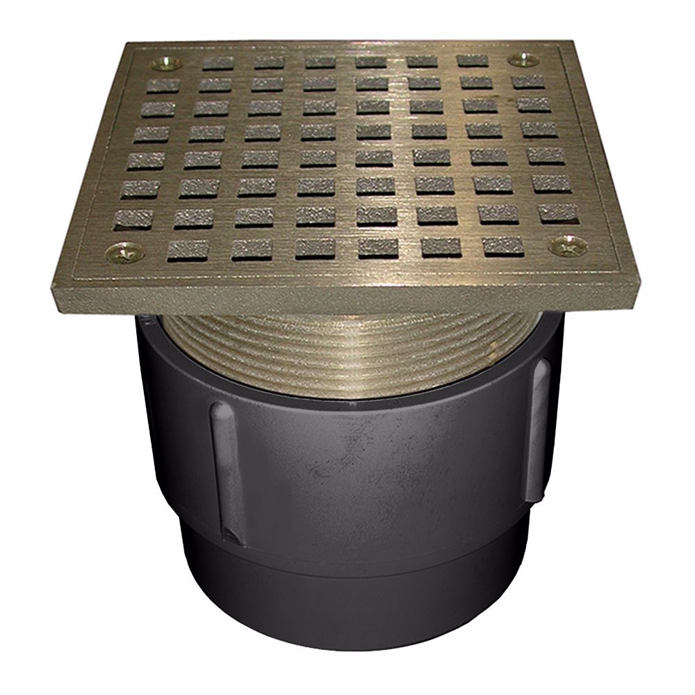 Jones Stephens D53080 3" x 4" PVC Pipe Fit Drain Base with 3-1/2" Metal Spud and 6" Polished Brass Strainer