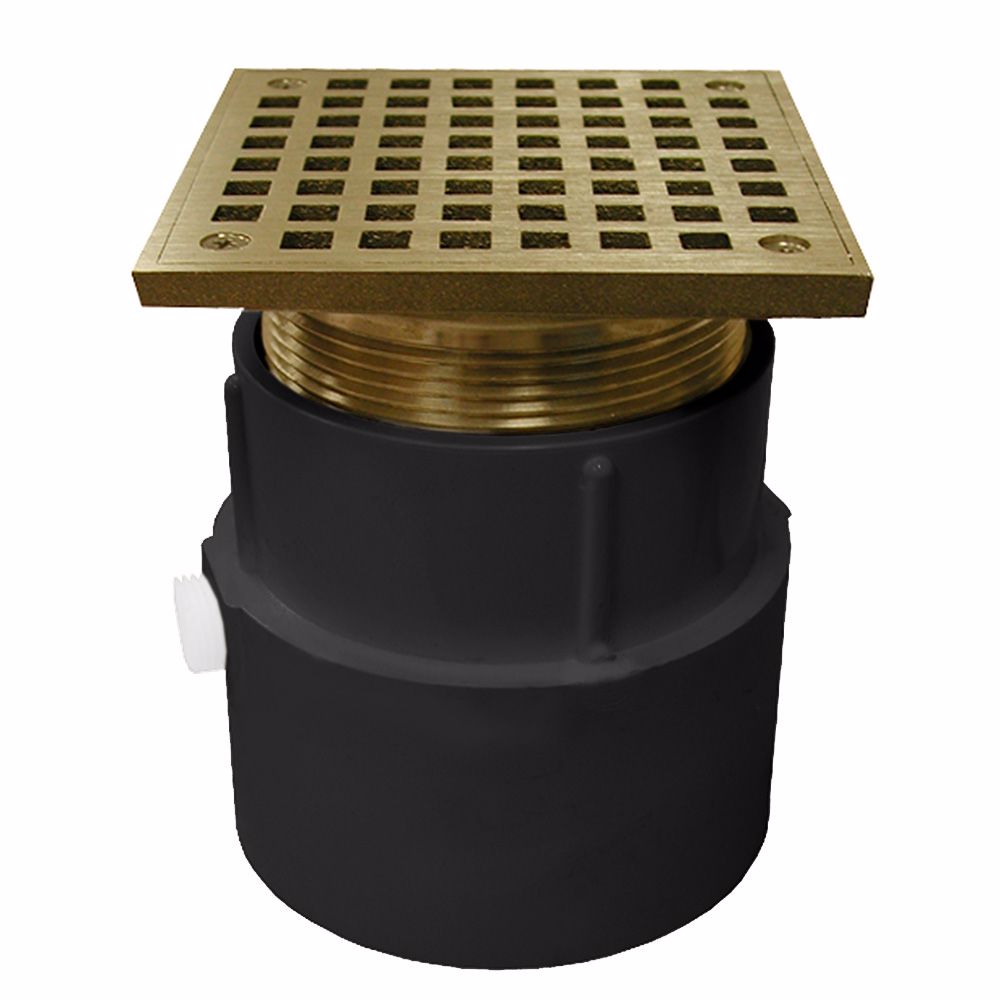 Jones Stephens D53096 4" PVC Over Pipe Fit Drain Base with 3-1/2" Metal Spud and 5" Nickel Bronze Strainer