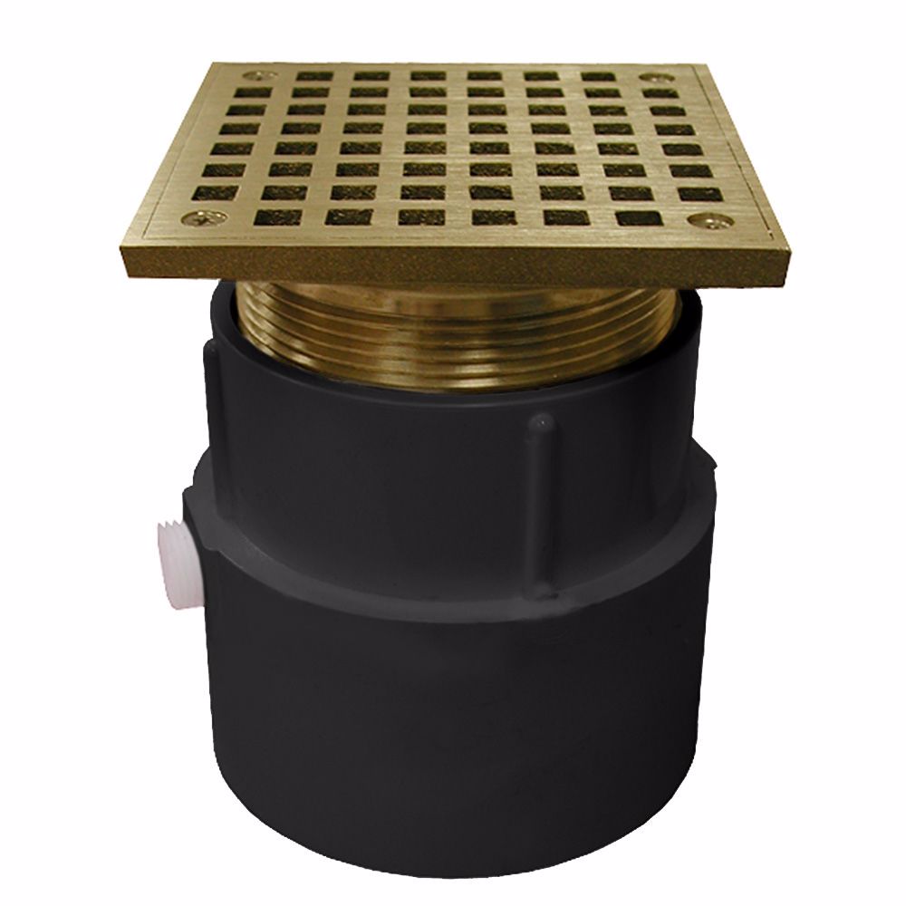 Jones Stephens D53098 4" PVC Over Pipe Fit Drain Base with 3-1/2" Metal Spud and 6" Nickel Bronze Strainer