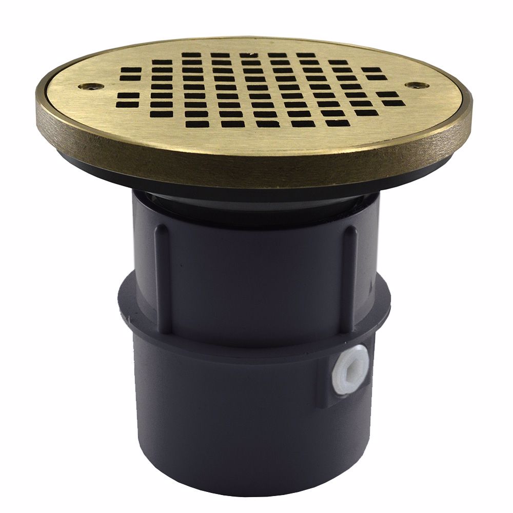 Jones Stephens D53110 3" PVC Over Pipe Fit Drain Base with 3" Plastic Spud and 6" Nickel Bronze Strainer with Ring