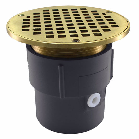 Jones Stephens D53125 3" x 4" PVC Pipe Fit Drain Base with 3-1/2" Metal Spud and 6" Nickel Bronze Strainer