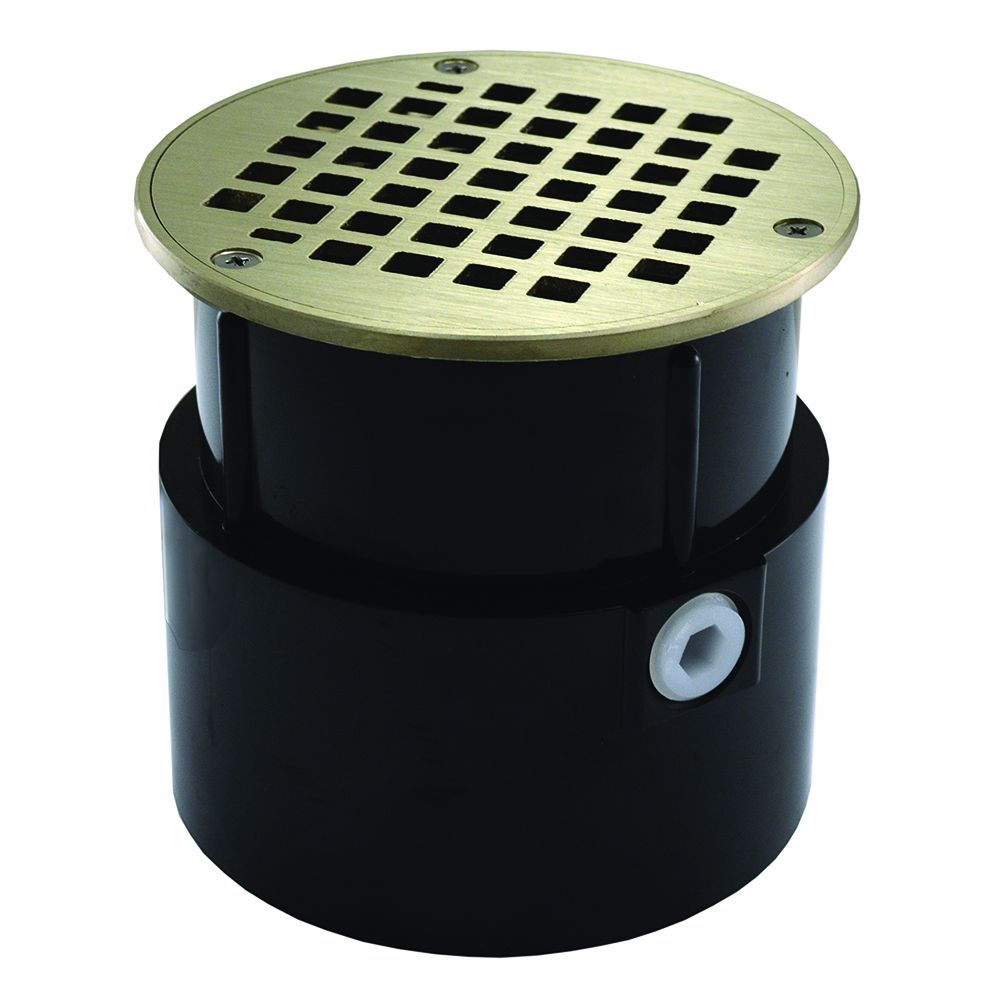 Jones Stephens D53131 4" ABS Over Pipe Fit Drain Base with 3-1/2" Metal Spud and 6" Nickel Bronze Strainer