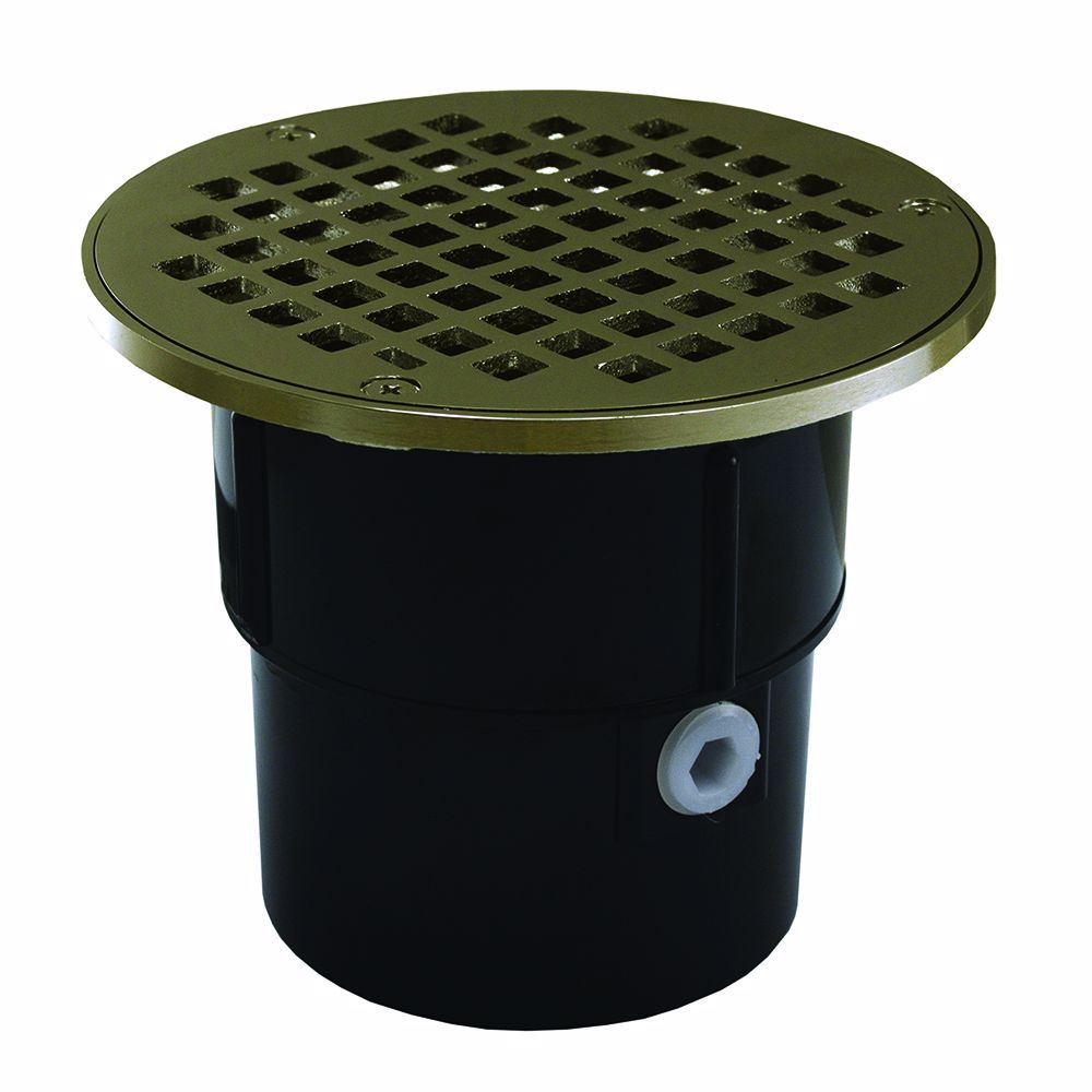 Jones Stephens D53139 3" x 4" ABS Pipe Fit Drain Base with 3-1/2" Metal Spud and 8" Nickel Bronze Strainer