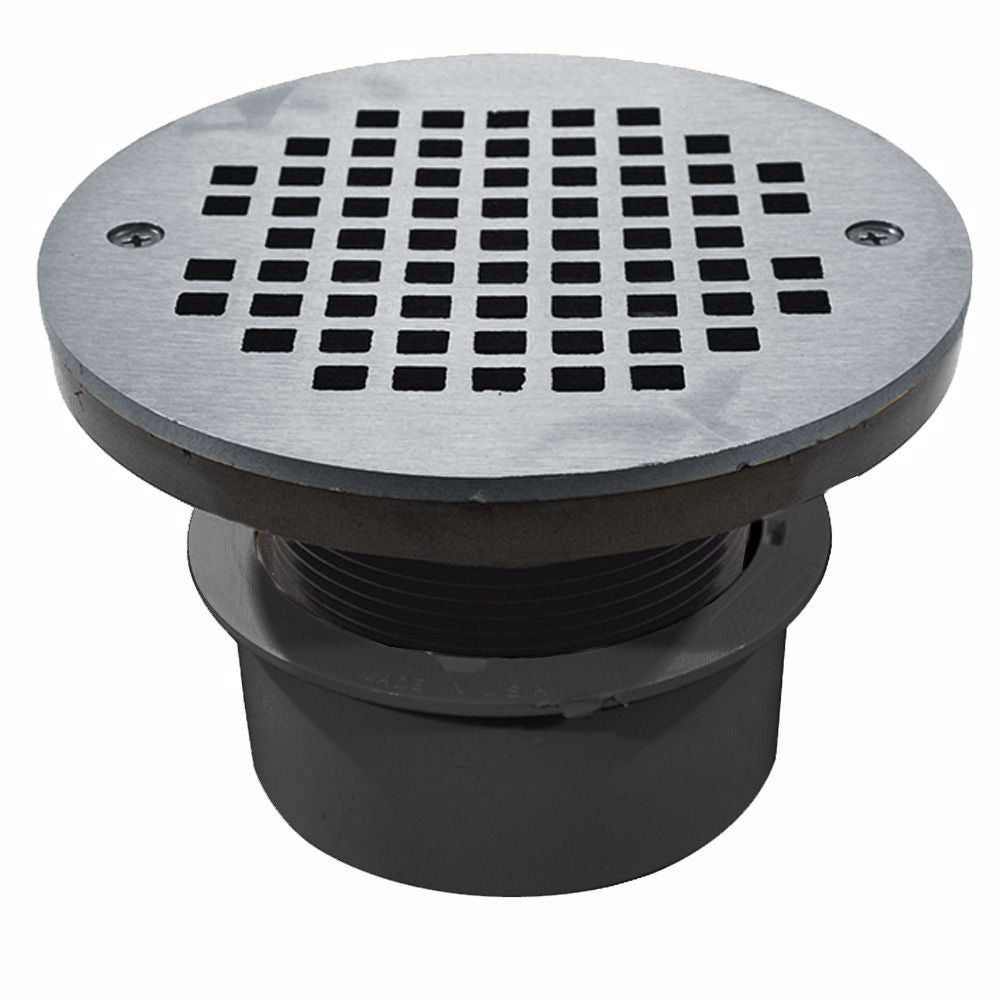 Jones Stephens D53152 3" PVC Inside Pipe Fit Drain Base with 2" Plastic Spud and 4" Chrome Plated Strainer