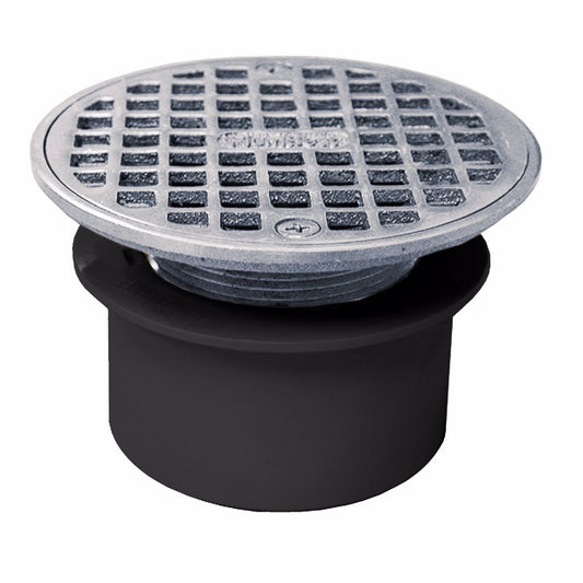 Jones Stephens D53182 3" PVC Inside Pipe Fit Drain Base with 2" Metal Spud and 4" Chrome Plated Strainer