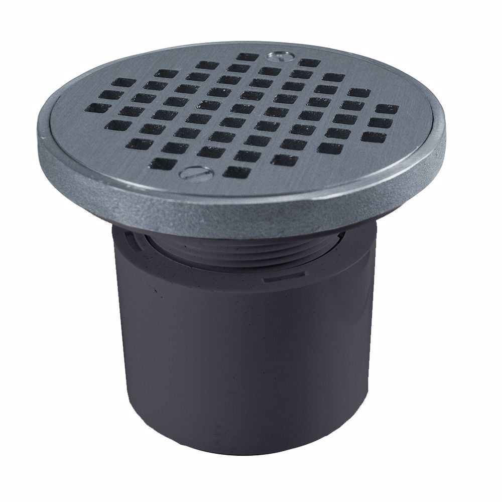 Jones Stephens D53192 2" PVC Over Pipe Fit Drain Base with 2" Plastic Spud and 4" Chrome Plated Strainer