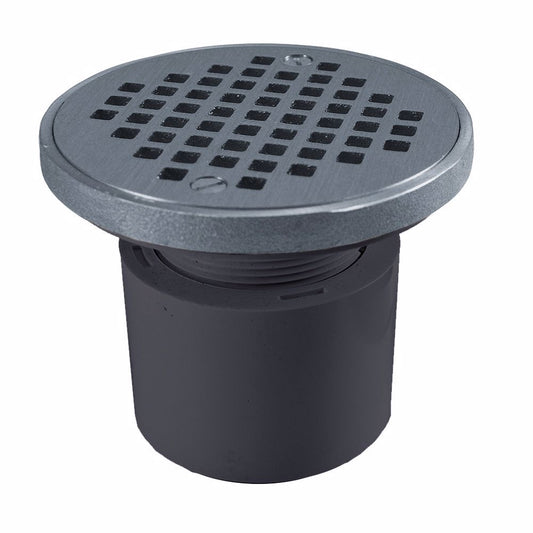 Jones Stephens D53192 2" PVC Over Pipe Fit Drain Base with 2" Plastic Spud and 4" Chrome Plated Strainer