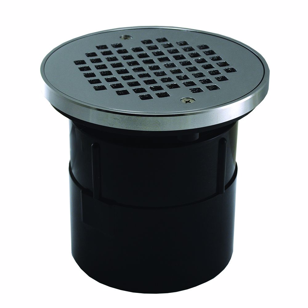 Jones Stephens D53287 4” ABS Pipe Fit Adjustable General Purpose Drain with 6” Chrome Plated Strainer and Grout Ring