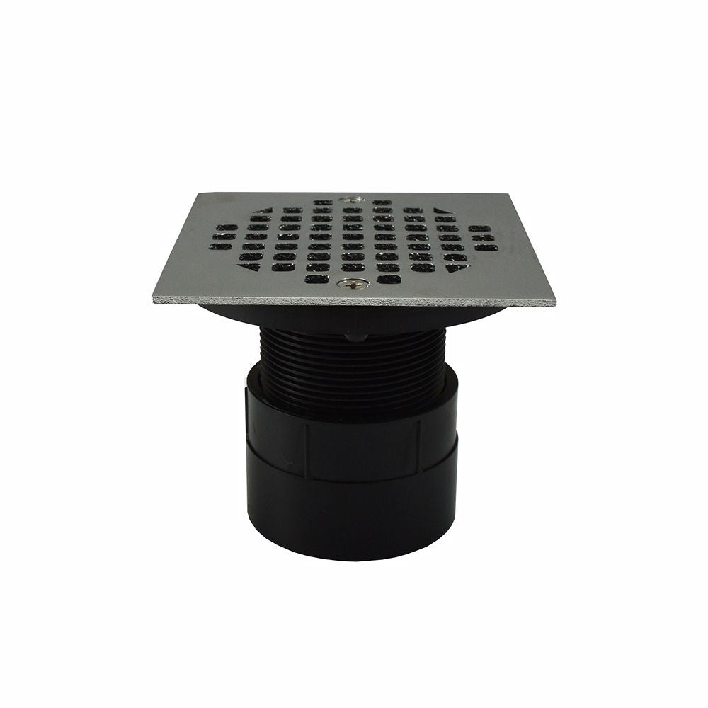 Jones Stephens D53297 2" ABS Over Pipe Fit Drain Base with 2" Plastic Spud and 4" Chrome Plated Strainer