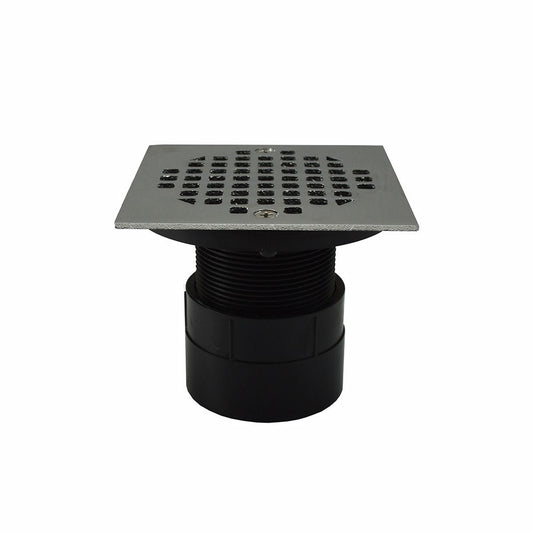 Jones Stephens D53297 2" ABS Over Pipe Fit Drain Base with 2" Plastic Spud and 4" Chrome Plated Strainer